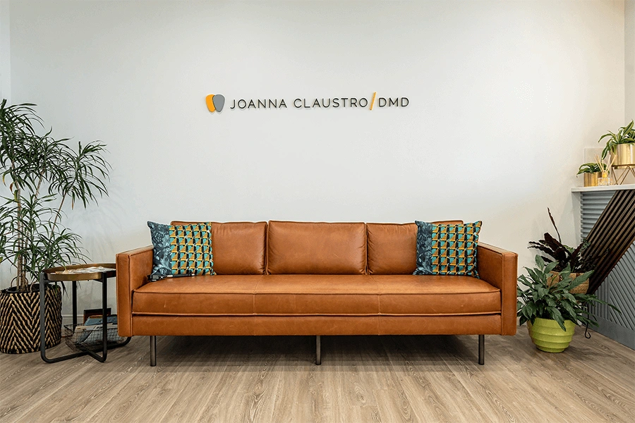 Welcoming reception space at Joanna Claustro DMD & Associates dental office